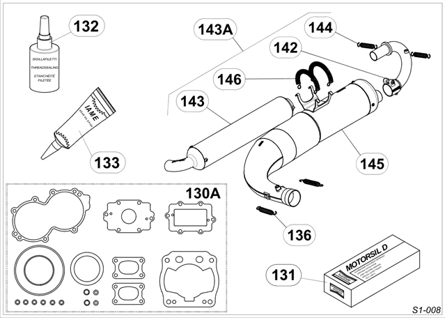 Echappement et joints IAME S125