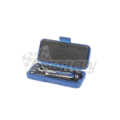 Coffret cliquet et embouts 1/4" (25 pièces)