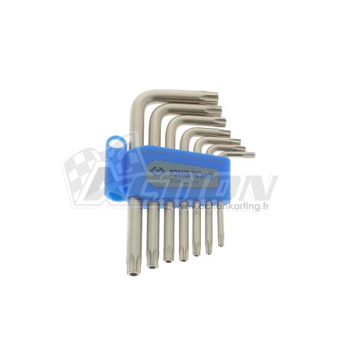 Jeu de 7 clé torx perçé en étui - T10-15-20-25-27-30-40