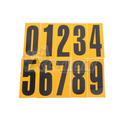 Numéro autocollant fond jaune