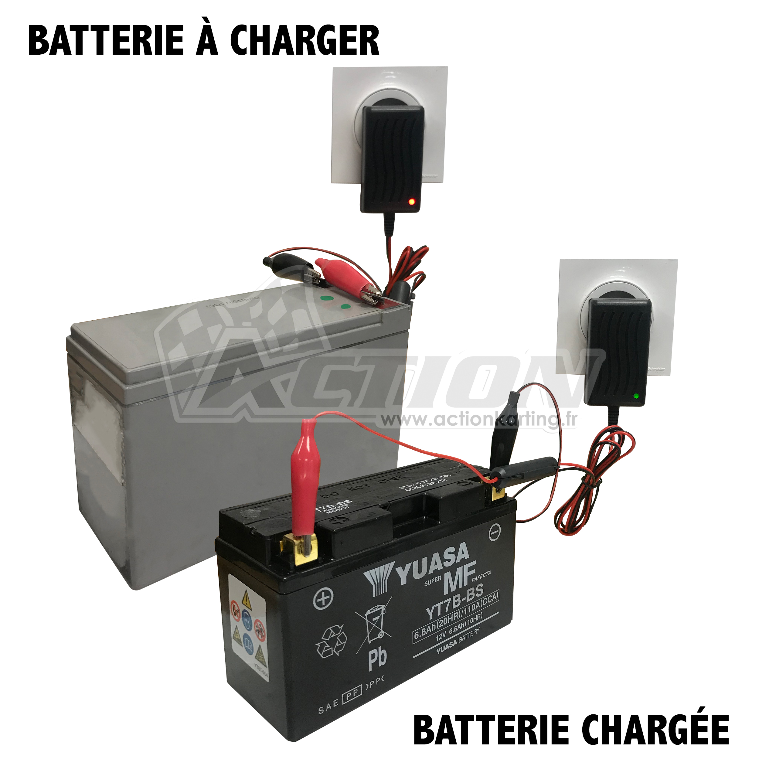 Chargeur batterie 12V universel - Action karting - Accessoires moteurs