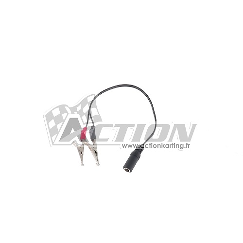 Cordon chargeur batterie (prise jack femelle + pince crocodile)