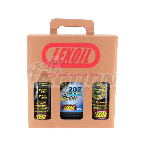 Pack LEXOIL - Huile 202 + Graisse chaîne + Nettoyant frein OFFERT