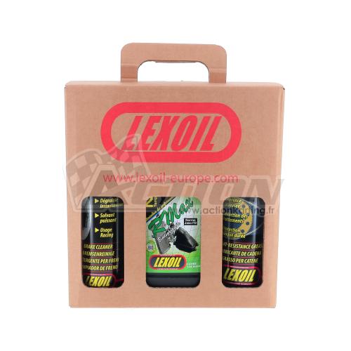 Pack LEXOIL - Huile RMax + Graisse chaîne + Nettoyant frein OFFERT