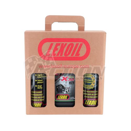 Pack LEXOIL - Huile X30 + Graisse chaîne + Nettoyant frein OFFERT