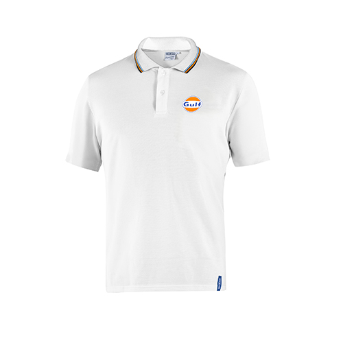 Polo Piqué - SPARCO x GULF - Blanc