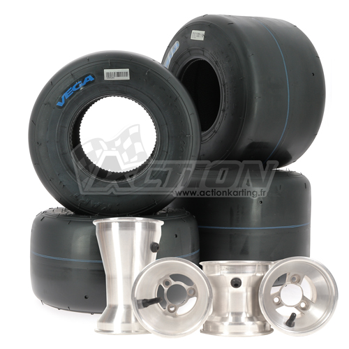 Set de 4 roues Vega SL3 (bleu) montés sur jantes aluminium