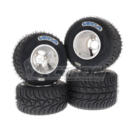 Set de 4 roues Vega W6 (pluie) montés sur jantes aluminium
