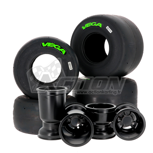 Set de 4 roues Vega XH3 (vert) montés sur jantes magnesium Eurostar