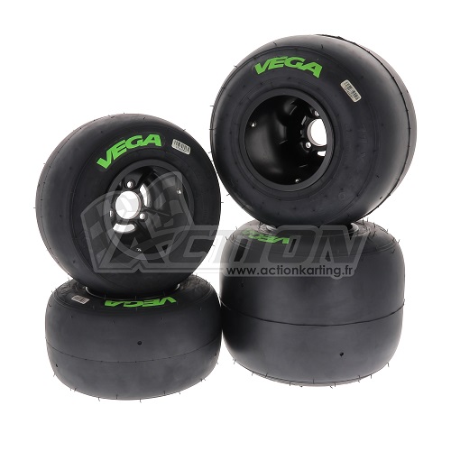 Set de 4 roues Vega XH4 (vert) montés sur jantes magnesium Eurostar