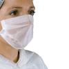 Masque hygiène 1 pli blanc, bords cousus avec élastiques (boîte de 100) - Illustration n°2