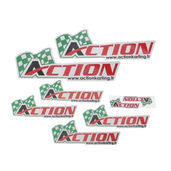 Lot de 8 autocollants ACTION KARTING
