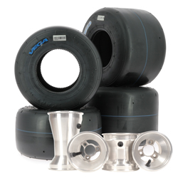 Set de 4 roues Vega SL3 (bleu) montés sur jantes aluminium