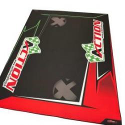 Tapis de sol ACTION paddock +/- 155 x 200 "racing" noir/rouge (défaut d'impression)