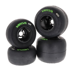 Set de 4 roues Vega XH4 (vert) montés sur jantes magnesium Eurostar